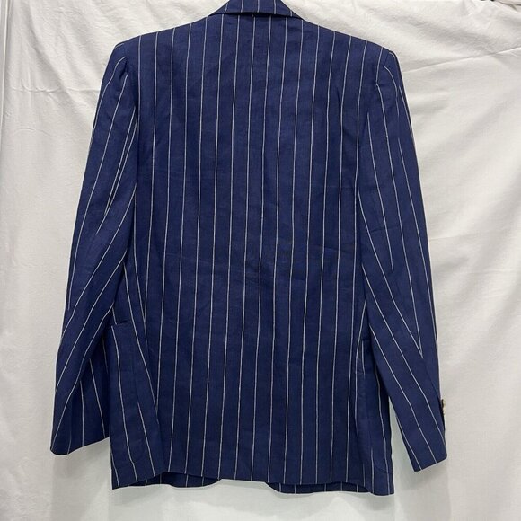 *SOLD*Ralph Lauren Blue Pinstriped Linen Women 2 Piece Suit USA Blue Label VTG - Picture 8 of 16
